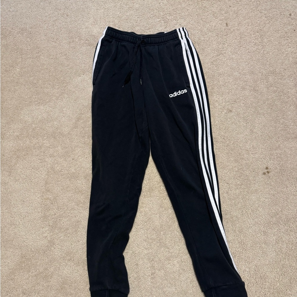 Adidas Kids Black Sweatpants with White Stripes